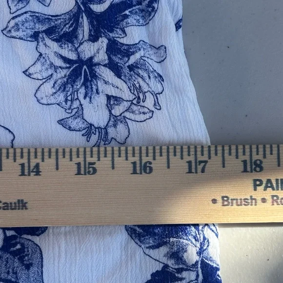 Lulus Garden Bloom White Floral Print Ruffled Shift Dress Blue Mini Small - Picture 9 of 9